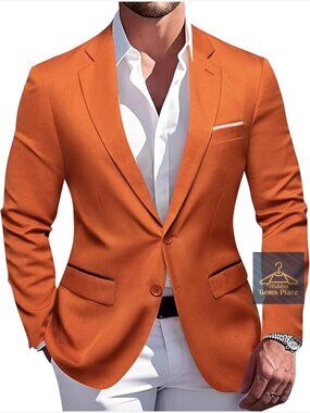 Mens Casual Blazer Suit Jacket Two Buttons Sport Coat Lightweight Wedding Daily